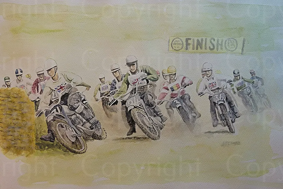 1960's  250cc GP at Glastonbury Large Metal Wall Art