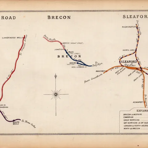 Builth Road, Brecon, Sleaford Antique Railway Junction Diagram-85.
