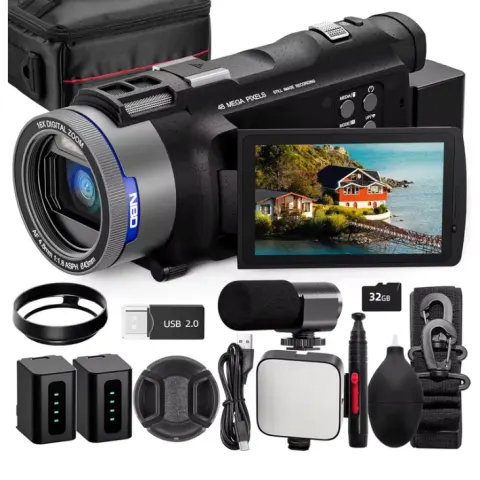 4K UHD 48MP Camcorder With 16X Zoom, WiFi, Touchscreen & Accessories – Pro Video Camera - YouTubers