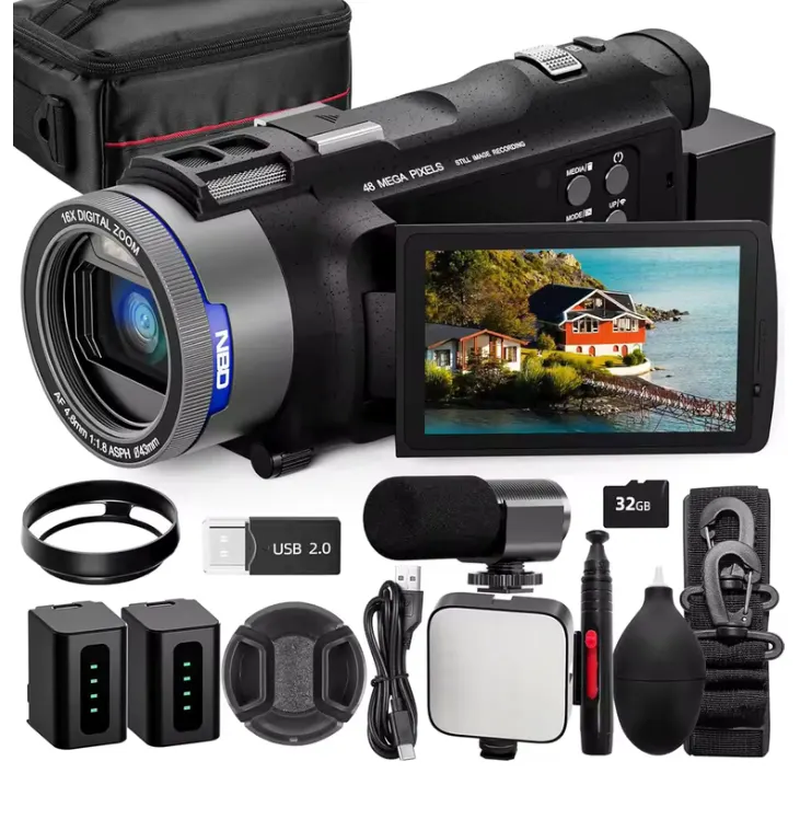 4K UHD 48MP Camcorder With 16X Zoom, WiFi, Touchscreen & Accessories – Pro Video Camera - YouTubers