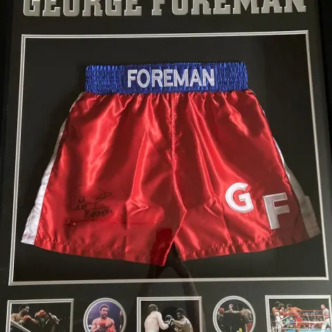 George Foreman Signed boxing shorts with COA