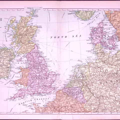 The British Isles 120-Year-Old Large Coloured Antique Map by G.W. Bacon-13