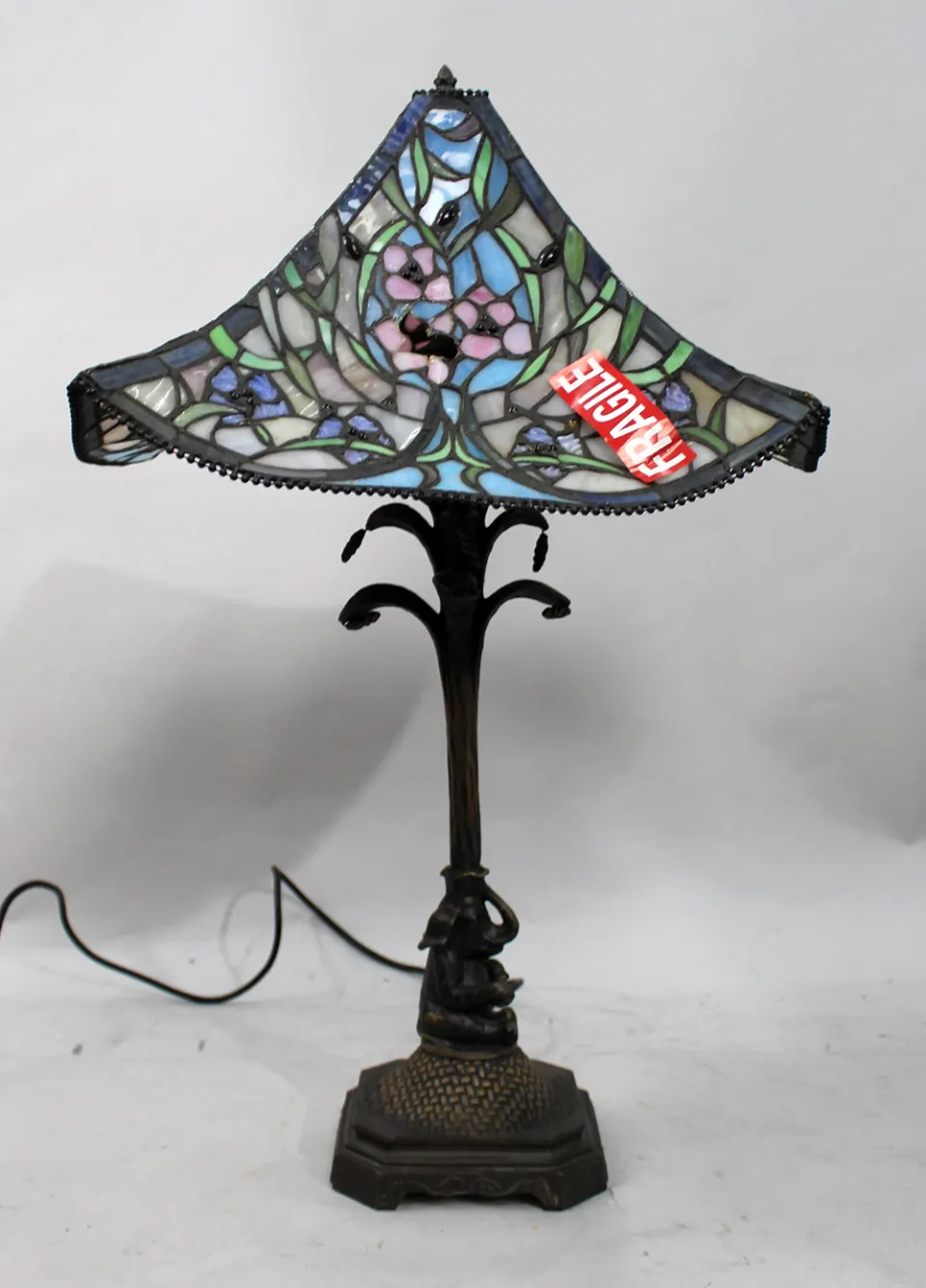 Tiffany Lamp with Elephant Form Base (Some Damage to Shade)