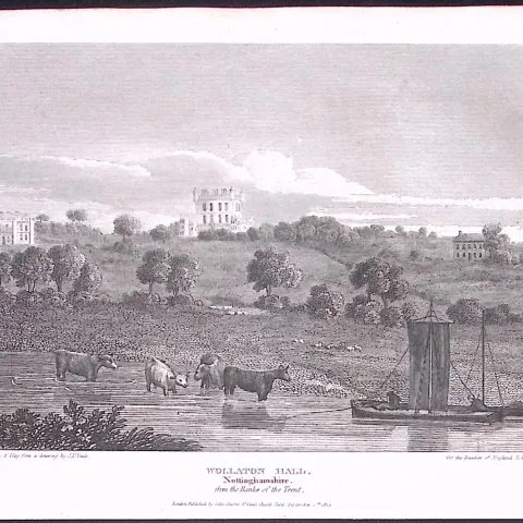 Nottingham Wollaton Hall Antique 212 Years-Old Steel-Engraving-153