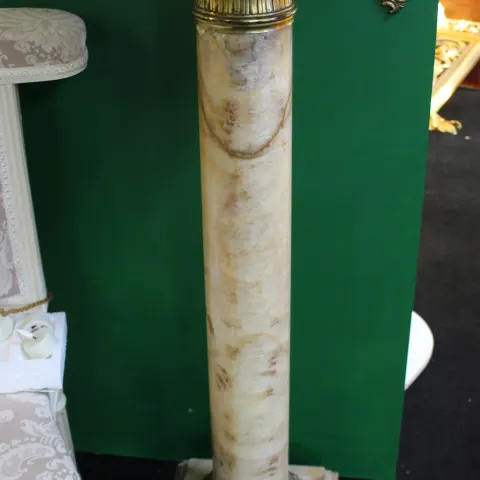 Variegated Marble & Gilt Metal Pedestal Column