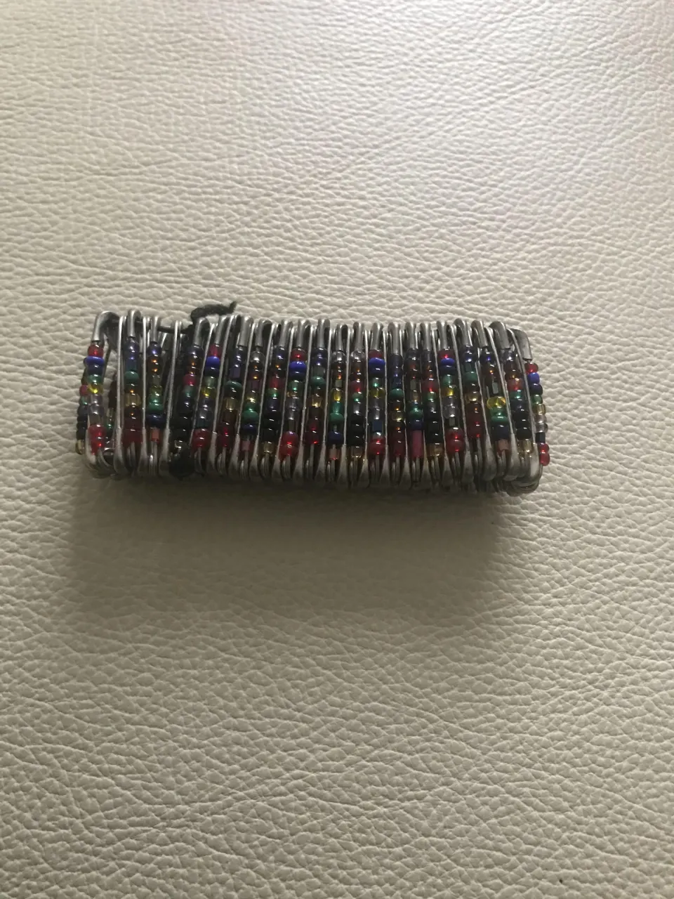 Vintage safety pins and multi bead bracelet