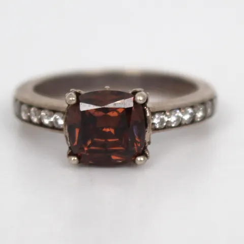 Pink Brown Stone Silver Ring