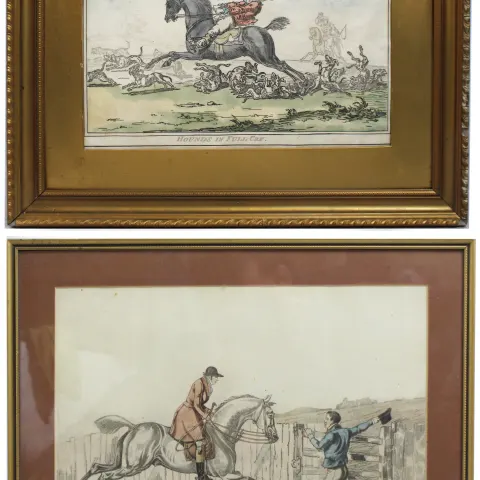 Pair of Antique Hunting Prints