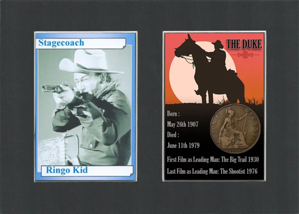 John Wayne Cowboy Stagecoach Movie  Mounted Card & Coin Gift Set.