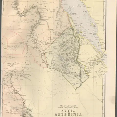 The Nile Valley Nubia with Abyssinia Victorian 1882 Blackie Map.