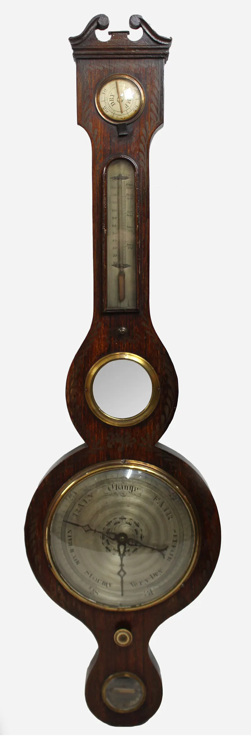 Regency English Brass Inlaid Aneroid Barometer