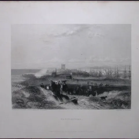Co Durham Hartlepool WH Bartlett 183 Years-Old Antique Steel Engraving-63