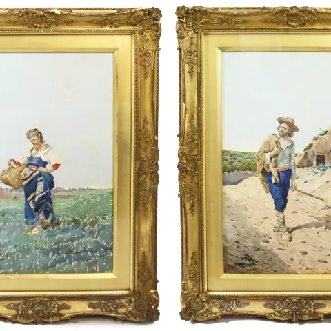 Pair of Watercolours by Filippo Indoni (Italian, 1842–1908)
