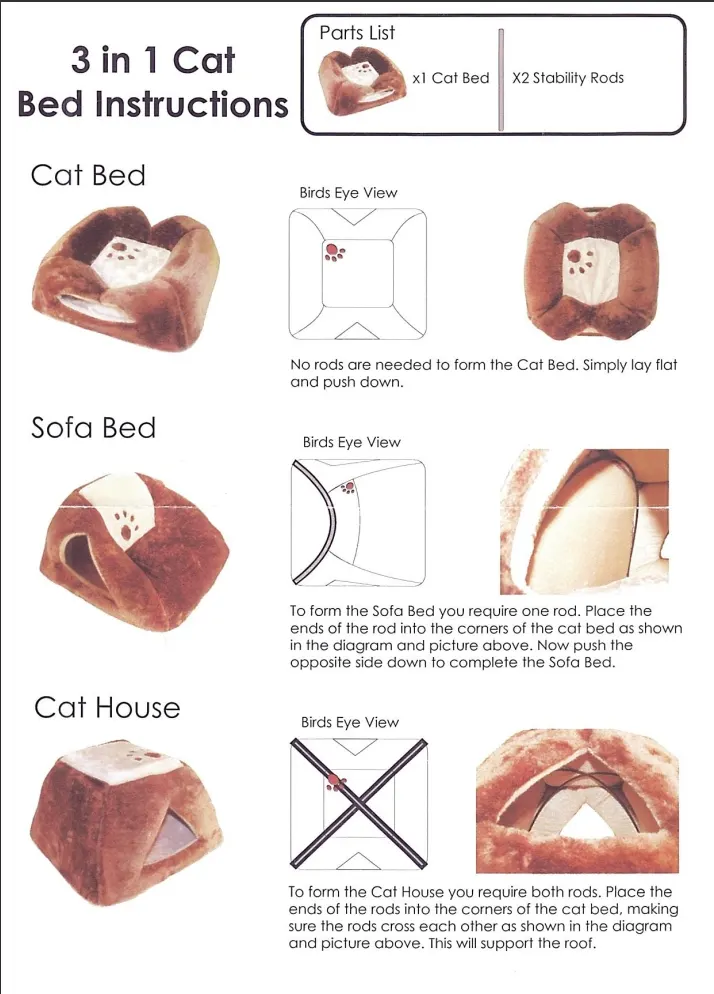 10 x 3 in 1 Cat/Small Dog Bed FD