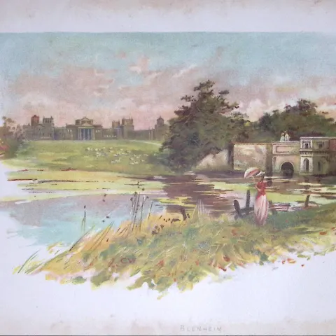 Blenheim Palace Antique Coloured Chromolithograph 14-TR