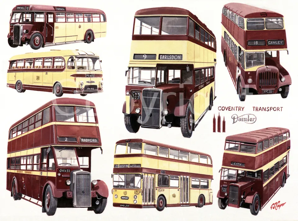 Coventry Transport Nostalgic Montage Large Metal Wall Art.