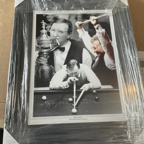 Authentic Signed Dennis Taylor Professionally Framed Snooker Photo Tith COA,Brand New, Ready To Hang