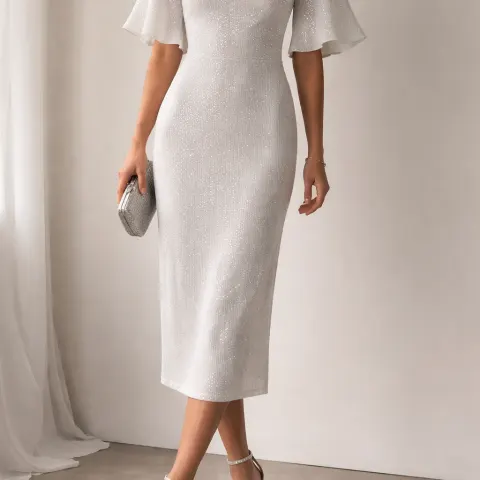 RRP £140 Closet London Sequin Cowl Neck Cape Party Dress Size UK 14