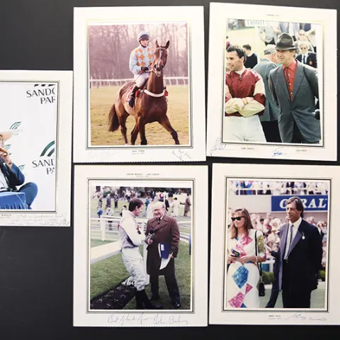 Horse racing photos, with Jenny pitman etc, original signatures.
