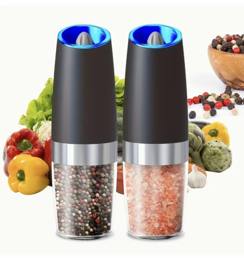 Electric Salt & Pepper Grinder Set – Automatic One-Touch Spice Mill with LED Light, Large Capacity,.
