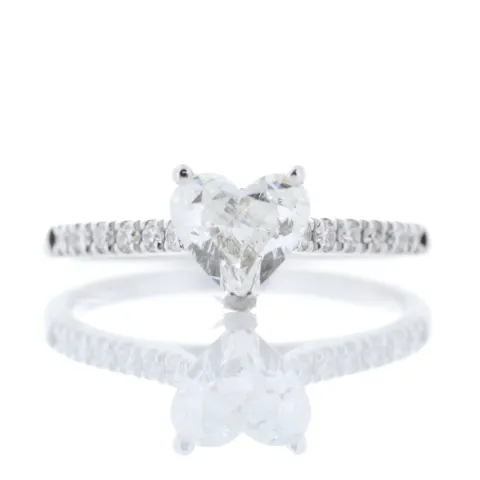 18ct White Gold Heart Shape Diamond Ring 1.17 Carats