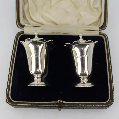 Pair of Cased Antique Sterling Silver Pepperettes – Birmingham 1919