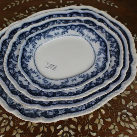 Set of 4 Royal Semi Porcelain Blue & White Serving Platters c.1900