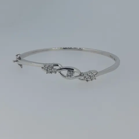 Silver CZ Set Hinged Bangle