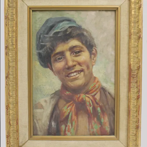 Italian School Portrait of a Neapolitan Youth Oil on Canvas