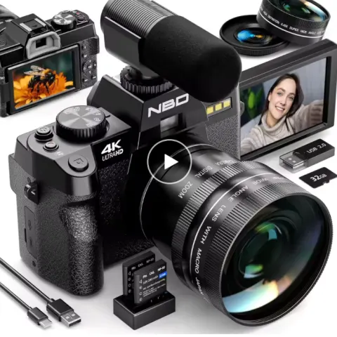 4K 48MP Vlogging Camera With 16X Zoom & 3.0" Screen |Rechargeable Compact Digital Camera For YouTube
