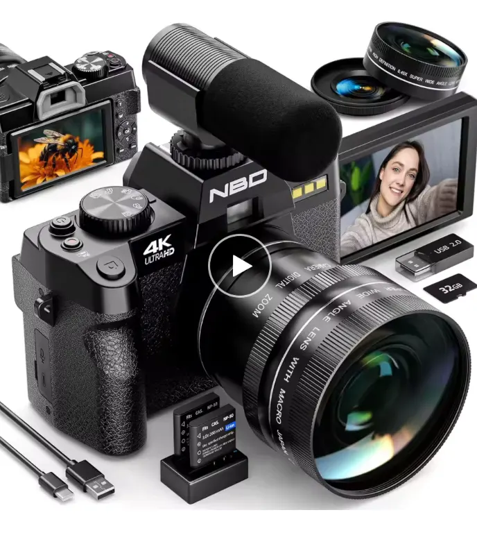 4K 48MP Vlogging Camera With 16X Zoom & 3.0" Screen |Rechargeable Compact Digital Camera For YouTube