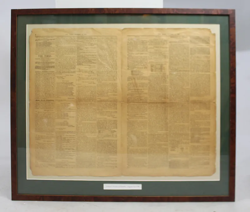 "Nelson's Victory at Rosetta" The Times 1798 Framed