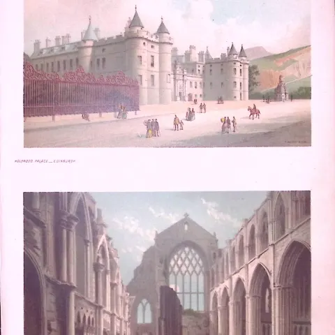 Scotland Edinburgh Views of City Holyrood Palace + Chapel Antique Print-6