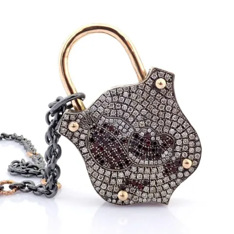 An Exquisite, Convertible Clasp Necklace Embellished With Gold, Colourful Stones, and Diamonds On Si