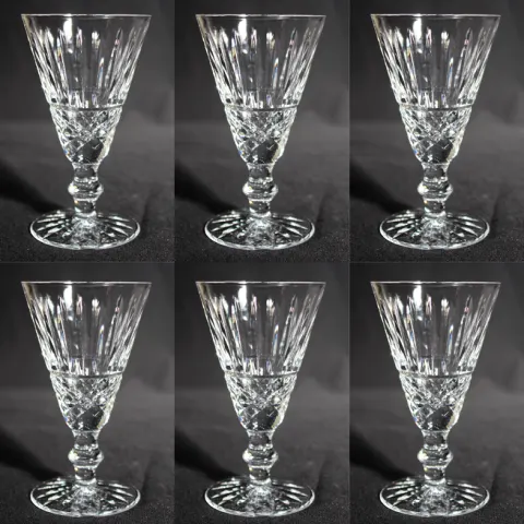 Set of 6 Fine Vintage Cut Glass Champagne Flutes