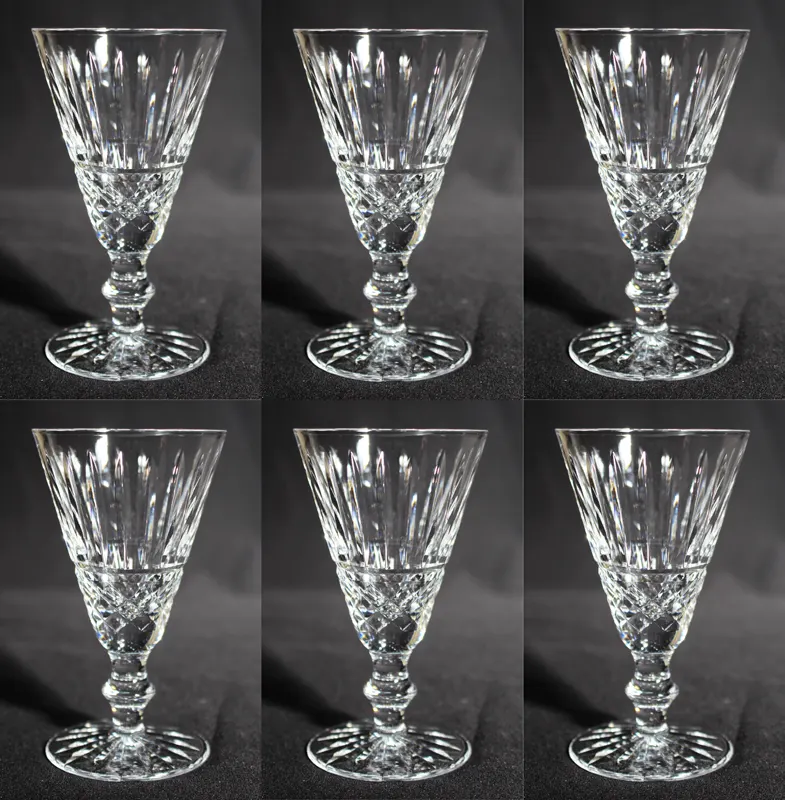 Set of 6 Fine Vintage Cut Glass Champagne Flutes