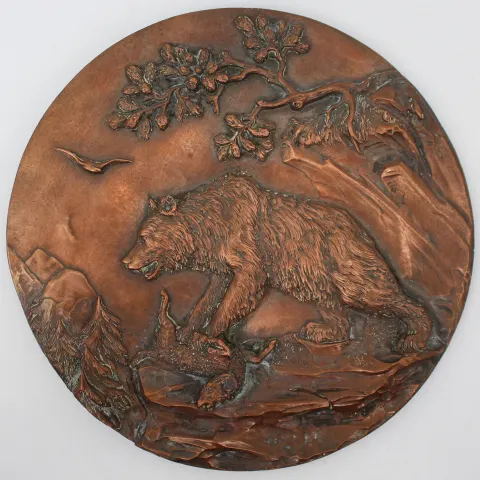 Fine Antique Copper Relief Plaque