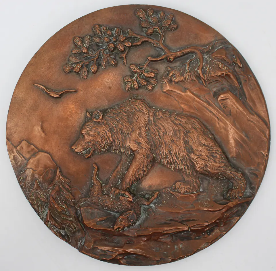 Fine Antique Copper Relief Plaque