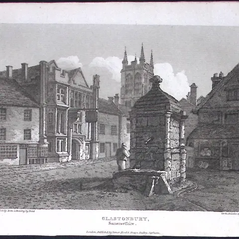 Glastonbury Somerset Antique 212 Years-Old Georgian Steel-Engraving-171