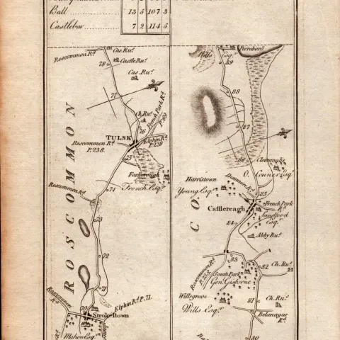 Ireland Rare Antique 1777 Map  Elphin Boyle Roscommon Tulsk Castlerea.
