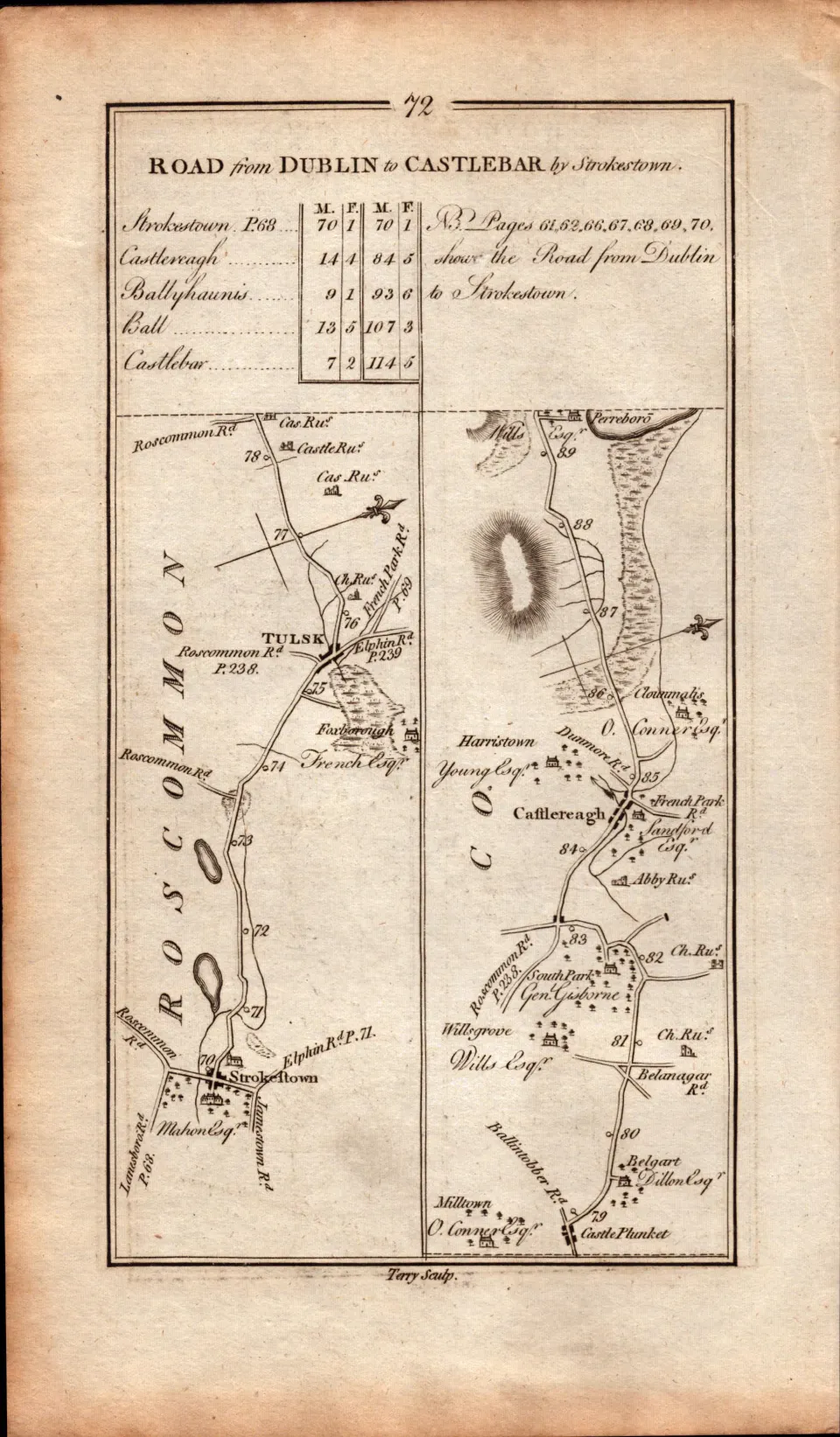 Ireland Rare Antique 1777 Map  Elphin Boyle Roscommon Tulsk Castlerea.
