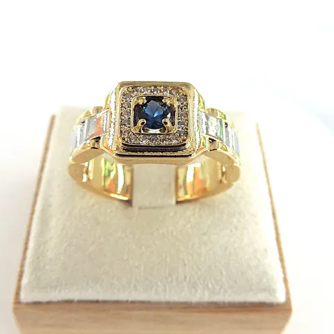 Men's Two Tone Stainless Steel Zircon Gemstone Ring