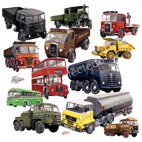 Foden Truck  Montage Nostalgic Large Metal Wall Art