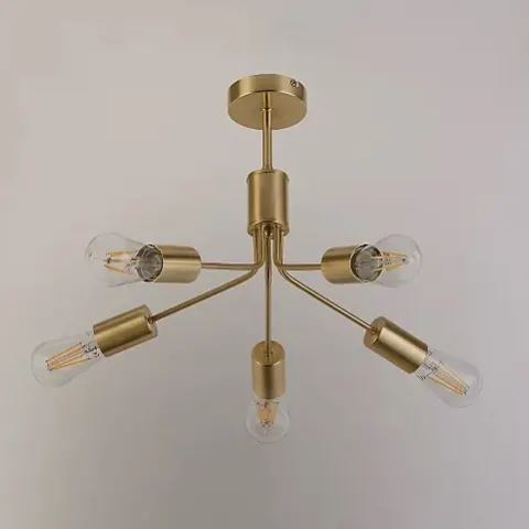 (127/6L) Lot RRP £70. 2x Gold Tone 5 Light Ceiling Fitting RRP £35 Each. (Both Units Appear As New)