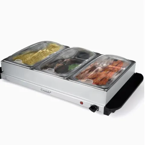 Buffet Warmer Food Server Adjustable Temperature Control 3 Section