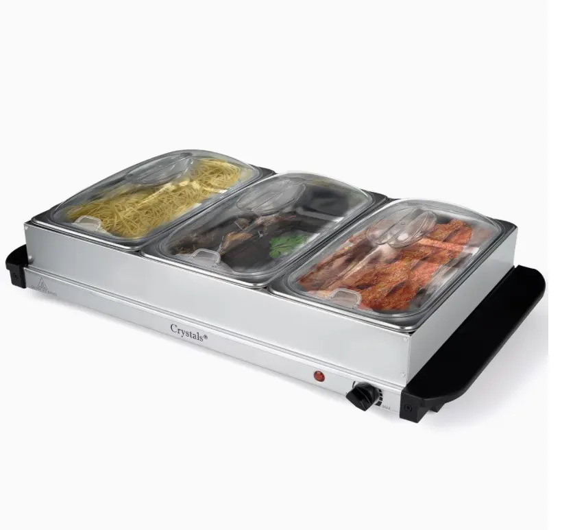 Buffet Warmer Food Server Adjustable Temperature Control 3 Section