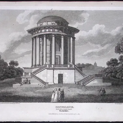 Castle Howard Yorkshire Mausoleum Antique 213 Years-Old Steel-Engraving-20