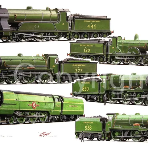 Top Links Southern Railways Steam train Montage Metal Wall Art