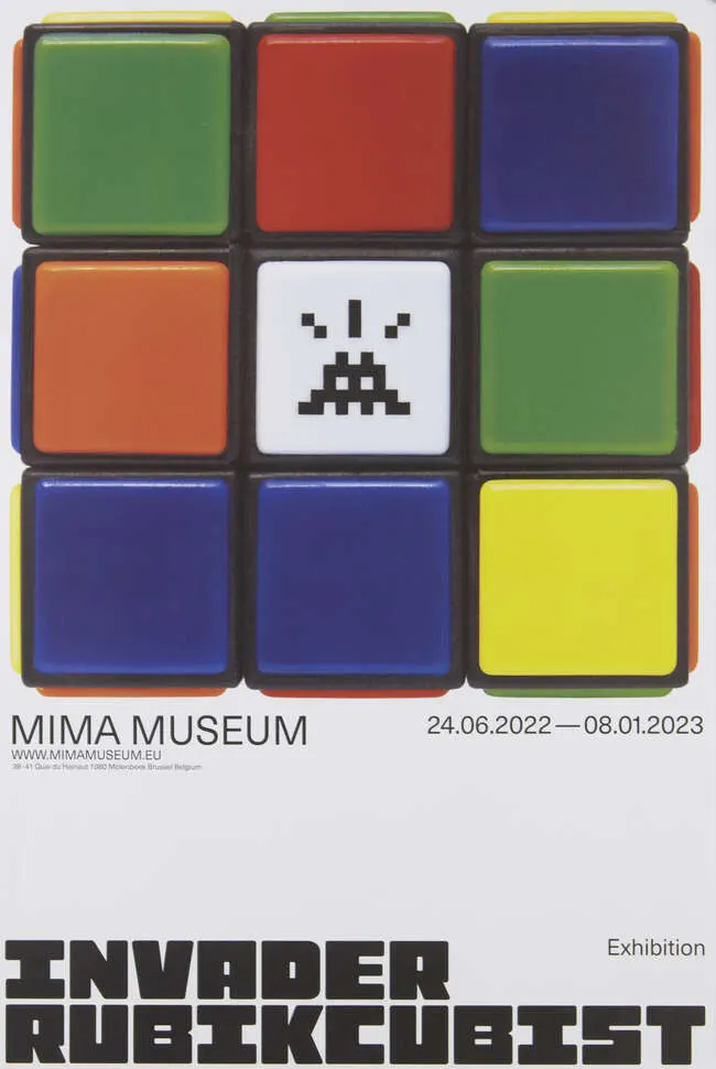 Invader (b. 1969-) Rubikcubist Poster 5  Rubik’s Cube, 2006 – A Mima Exhibition Poster, 2022