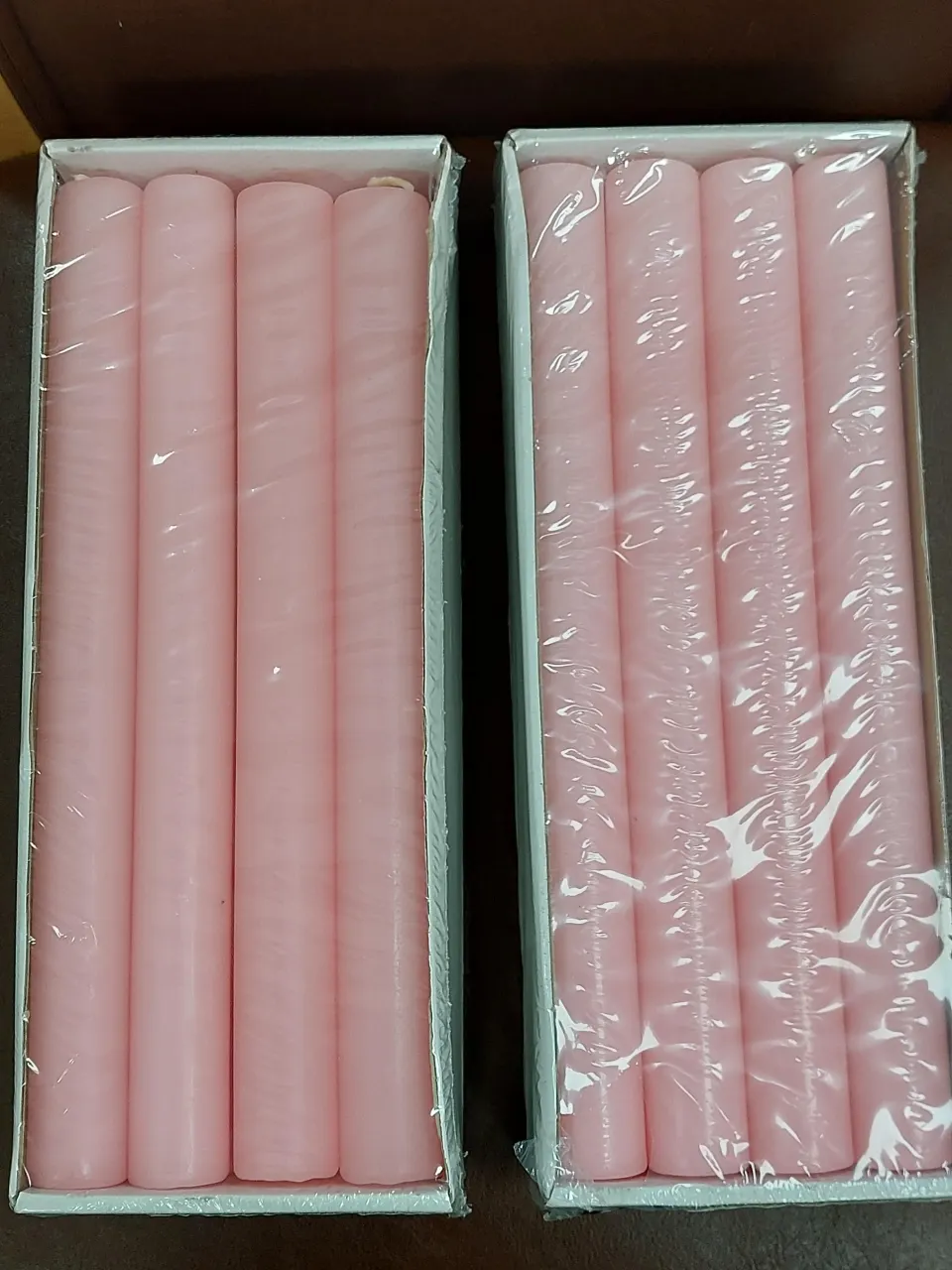 Large pink candles 300 mm x 30 mm. 2 boxes